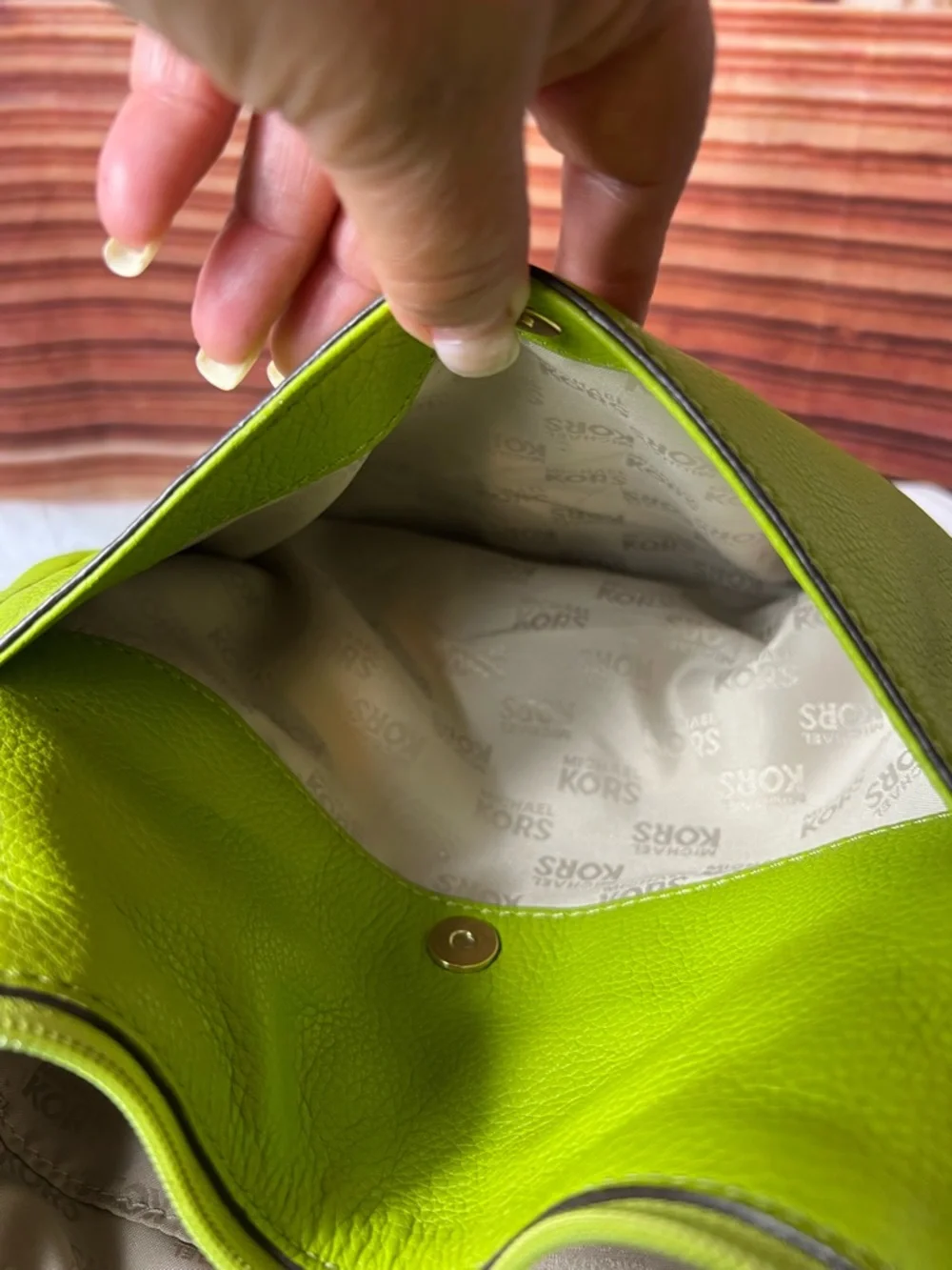 Michael Kors Neon Lime Leather Tassel Shoulder Bag